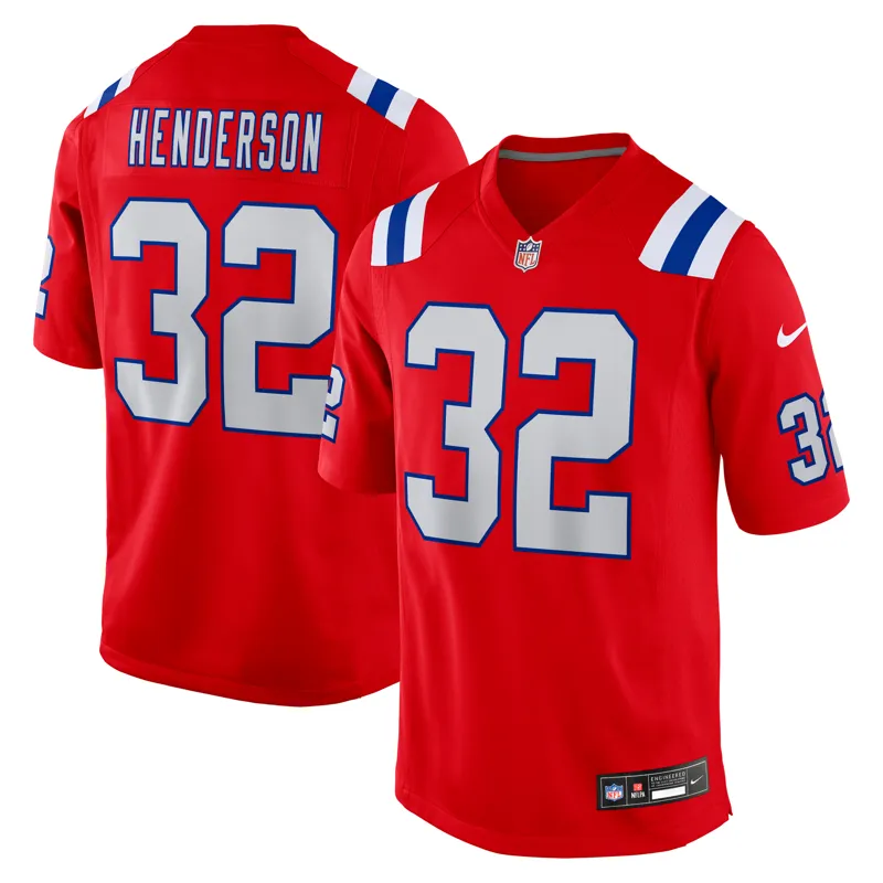 New England Patriots Jersey Treveyon Henderson Red Alternate Game Player Jersey