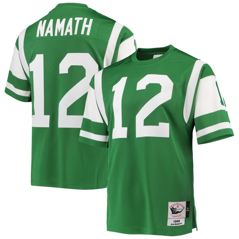 New York Jets Jersey Joe Namath Green 1968 Throwback Retired Player Jersey