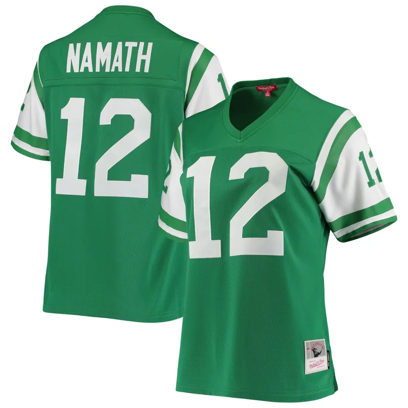 New York Jets Jersey Joe Namath Green 1968 Throwback Retired Player Jersey - Image 2