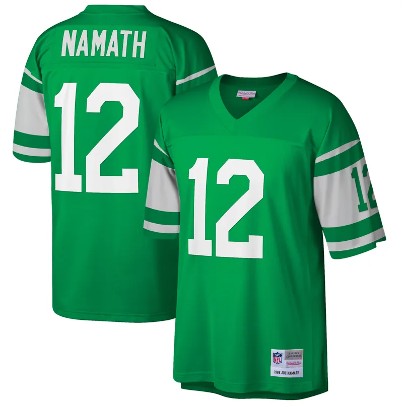New York Jets Jersey Joe Namath Green 1968 Throwback Retired Player Jersey - Image 3