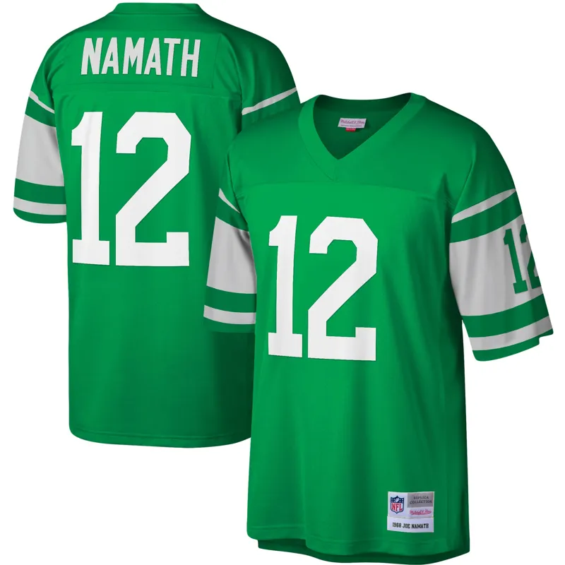 New York Jets Jersey Joe Namath Green 1968 Throwback Retired Player Jersey - Image 5