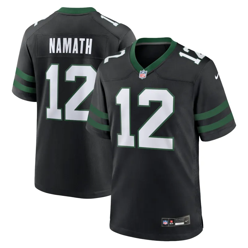 New York Jets Jersey Joe Namath Legacy Black Alternate Retired Player Game Jersey - Image 2