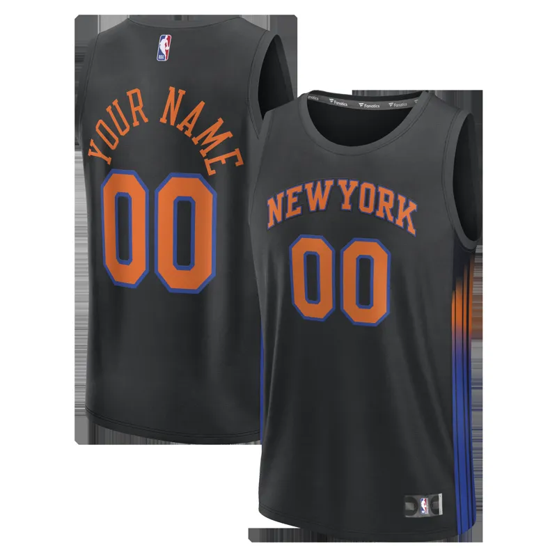 New York Knicks Jersey Black Fast Break Custom Statement Edition Jersey