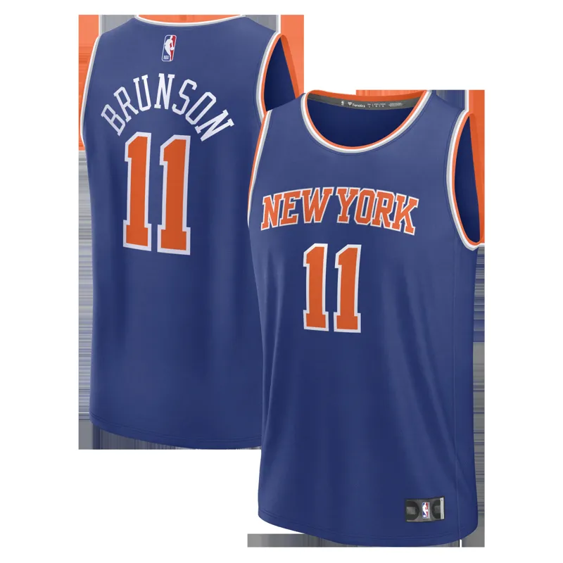New York Knicks Jersey Jalen Brunson Blue Fast Break Player Icon Edition Jersey