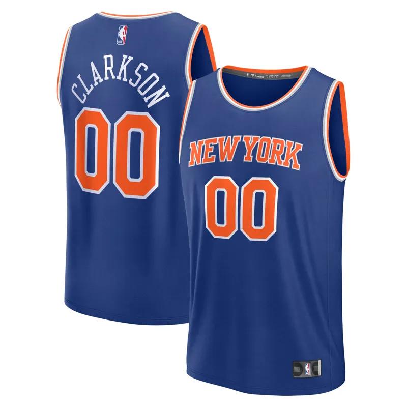 New York Knicks Jersey Jordan Clarkson Blue Fast Break Player Icon Edition Jersey