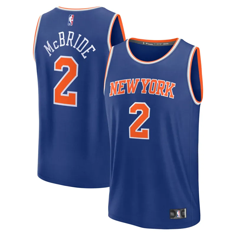 New York Knicks Jersey Miles Mcbride Blue Fast Break Icon Edition Jersey