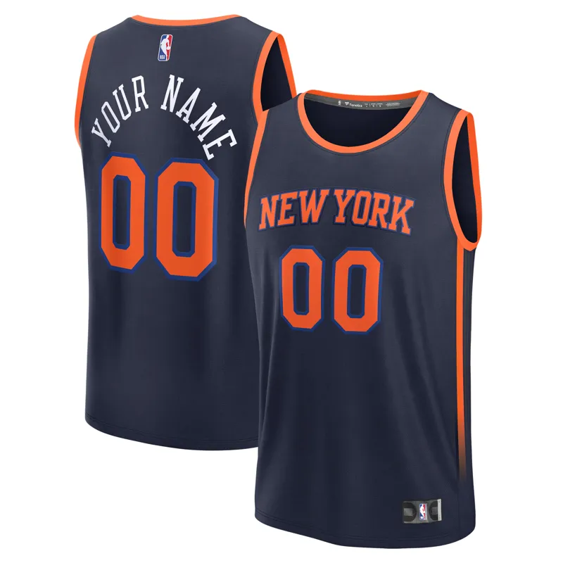 New York Knicks Jersey Navy Fast Break Custom Statement Edition Jersey