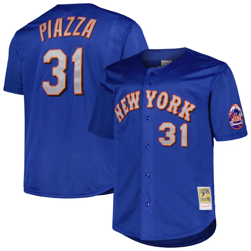 New York Mets Jersey Mike Piazza Royal Big & Tall Cooperstown Mesh Batting Practice Jersey