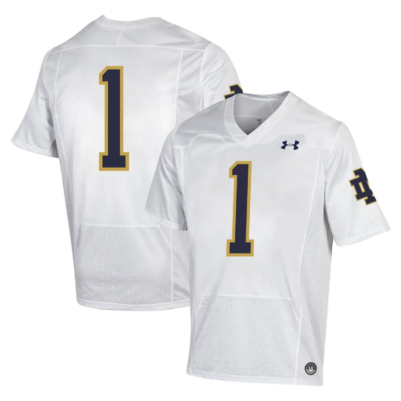 Notre Dame Fighting Irish Jersey Under Armour #1 White Jersey - Image 3