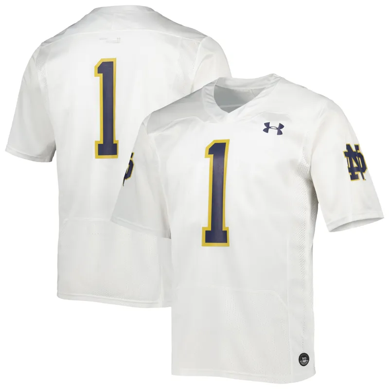 Notre Dame Fighting Irish Jersey Under Armour #1 White Jersey - Image 4