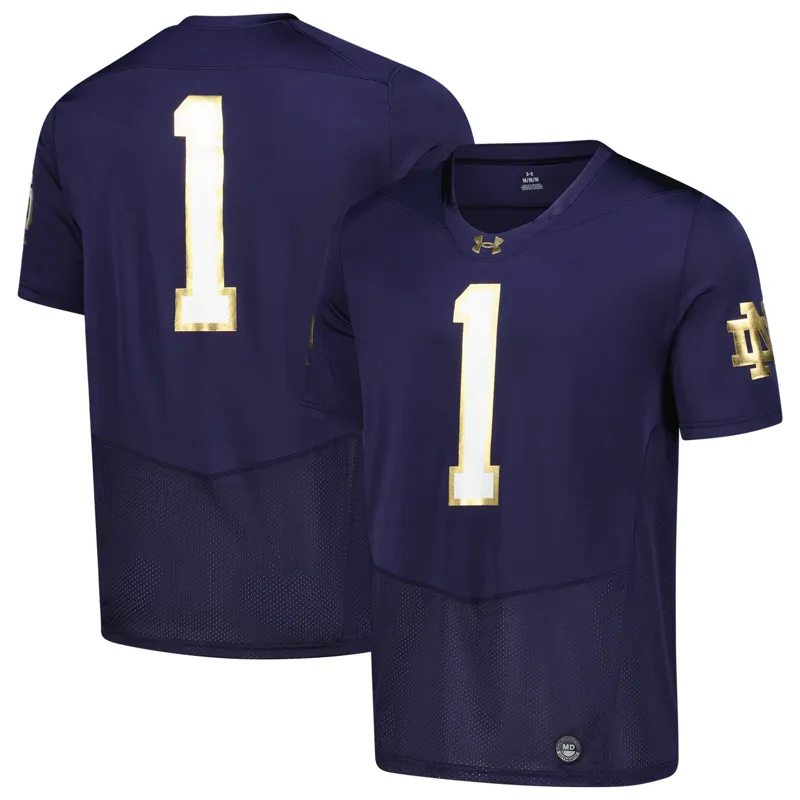 Notre Dame Fighting Irish Jersey Under Armour Navy Custom Alternate Jersey - Image 4