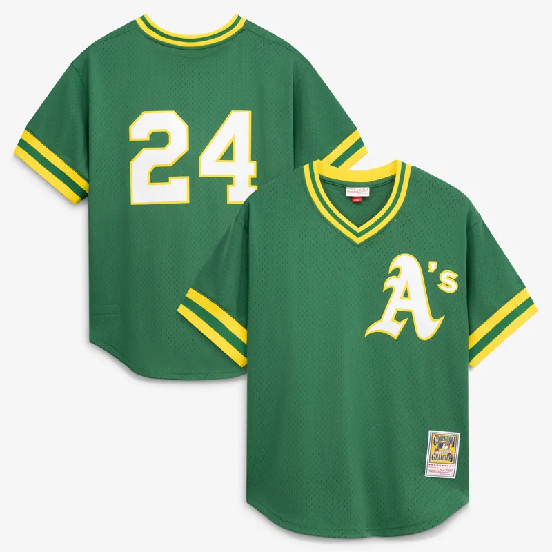 Oakland Athletics Jersey Rickey Henderson Green Batting Practice Jersey - Image 2