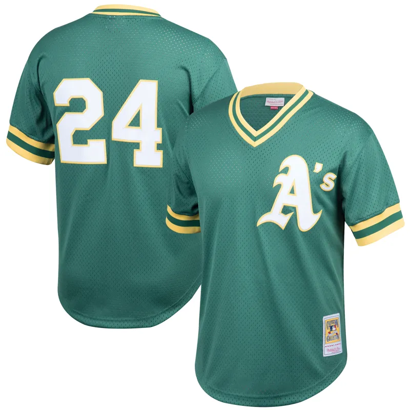 Oakland Athletics Jersey Rickey Henderson Green Batting Practice Jersey - Image 3