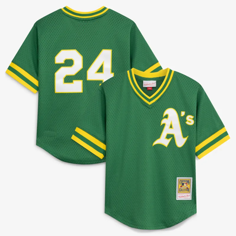 Oakland Athletics Jersey Rickey Henderson Green Batting Practice Jersey - Image 4