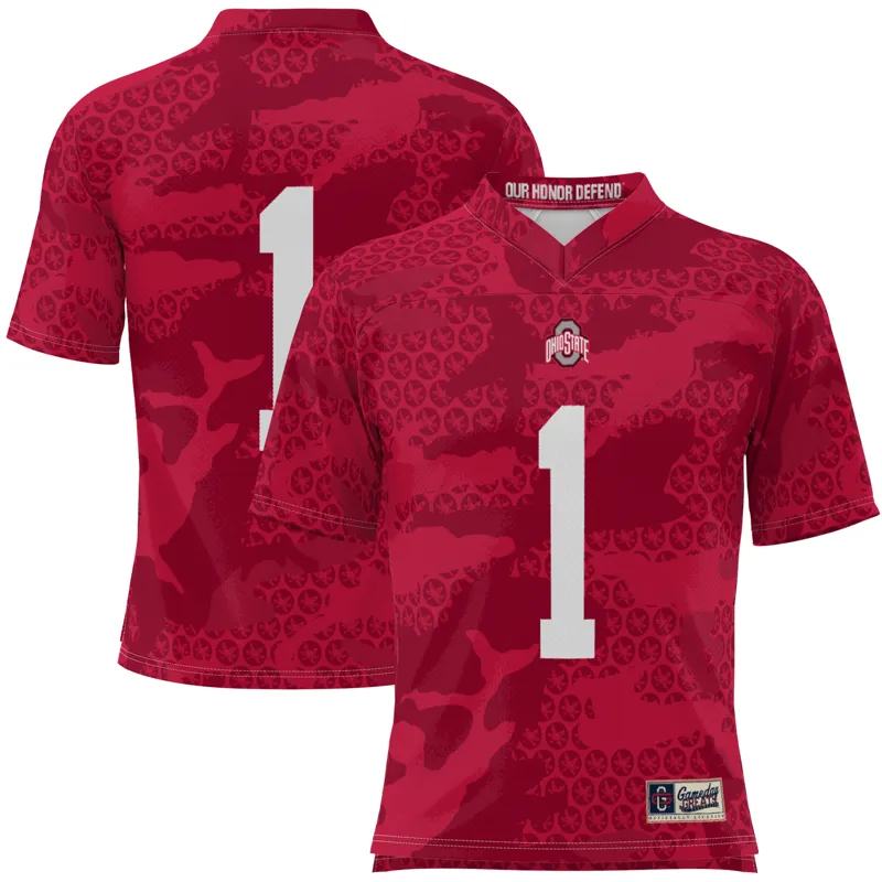 Ohio State Buckeyes Jersey Gameday Greats #1 Scarlet Camo Jersey