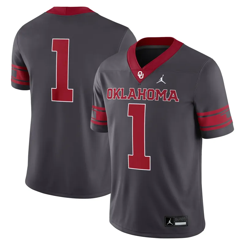 Oklahoma Sooners Jersey Jordan Brand #1 Anthracite Alternate Game Jersey