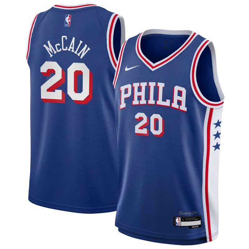 Philadelphia 76ers Jersey Jared Mccain Royal Swingman Icon Edition Jersey