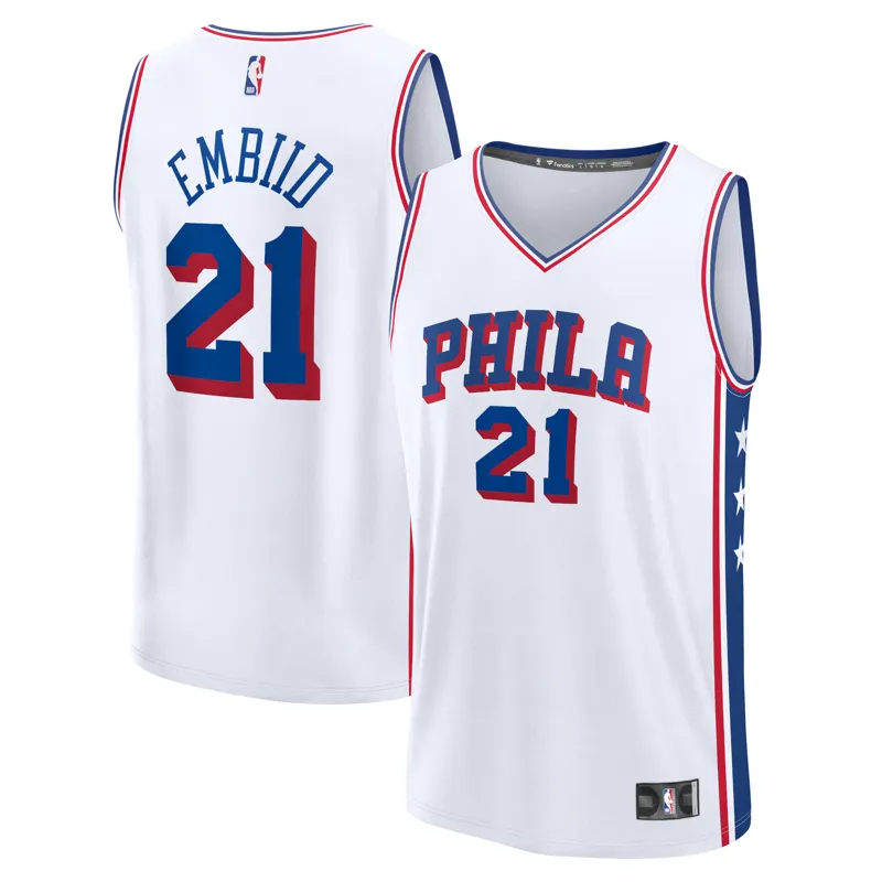 Philadelphia 76ers Jersey Joel Embiid White Fast Break Association Edition Jersey - Image 2