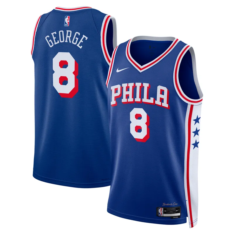 Philadelphia 76ers Jersey Paul George Royal 2024 Offseason Addition Swingman Jersey