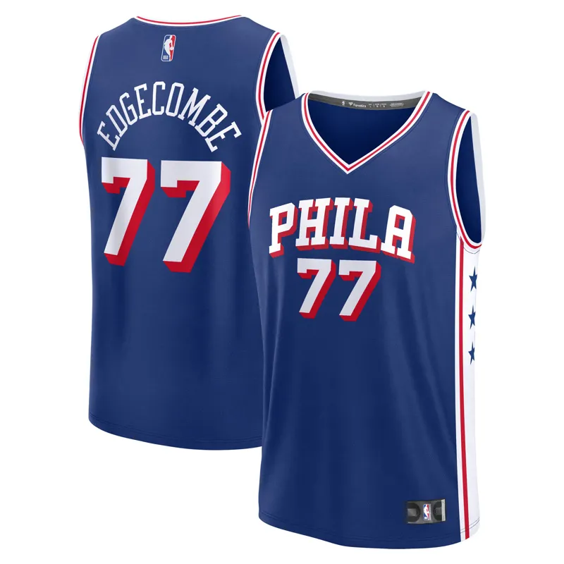 Philadelphia 76ers Jersey V J Edgecombe Royal 2025 Nba Draft First Round Pick Fast Break Icon Edition