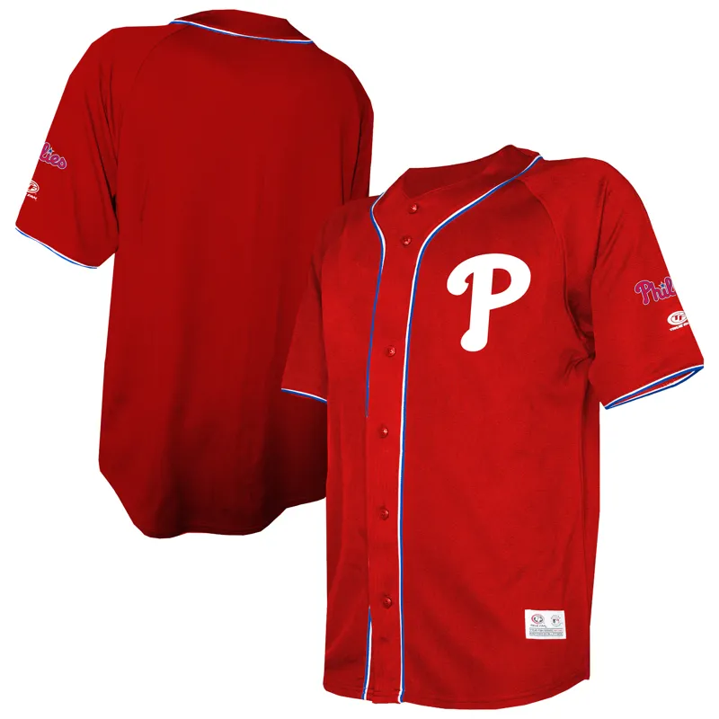 Philadelphia Phillies Jersey Stitches Red Team Color Full Button Jersey