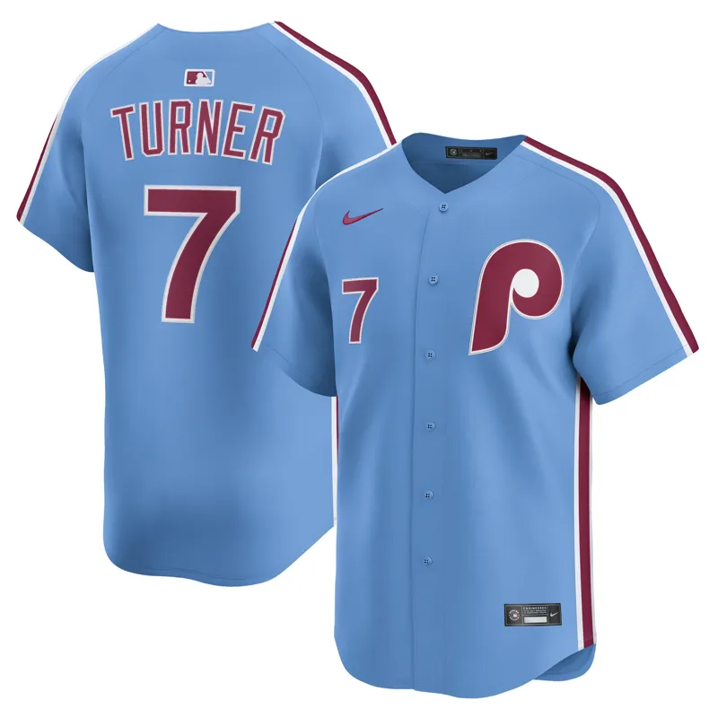 Philadelphia Phillies Jersey Trea Turner Blue City Connect Limited Jersey - Image 3