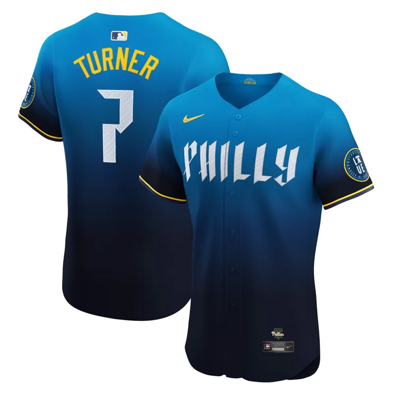 Philadelphia Phillies Jersey Trea Turner Blue City Connect Limited Jersey - Image 4