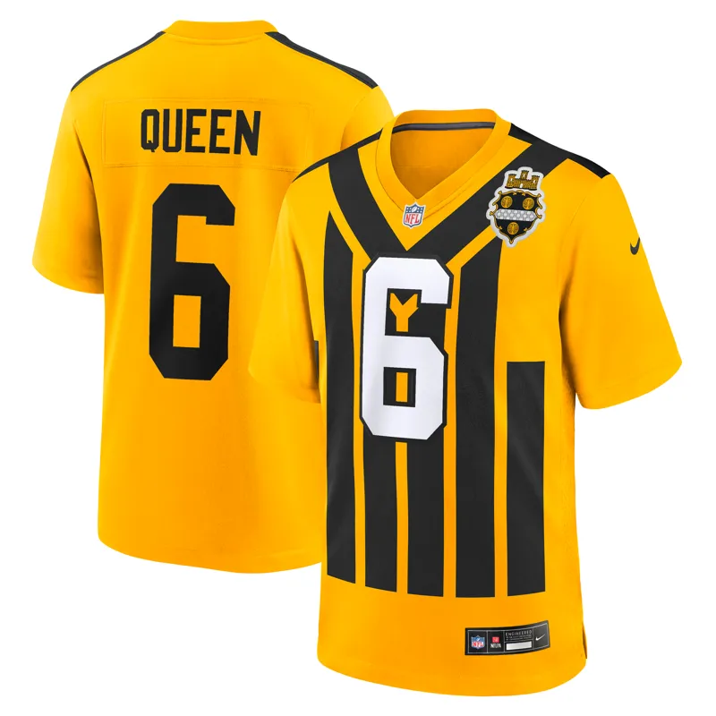 Pittsburgh Steelers Jersey Patrick Queen Gold Alternate 1933 Throwback Game Jersey