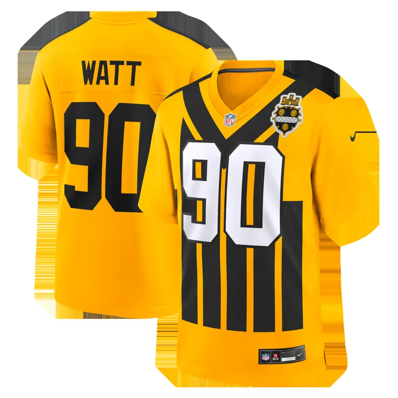 Pittsburgh Steelers Jersey Tj Watt Gold Alternate 1933 Throwback Game Jersey