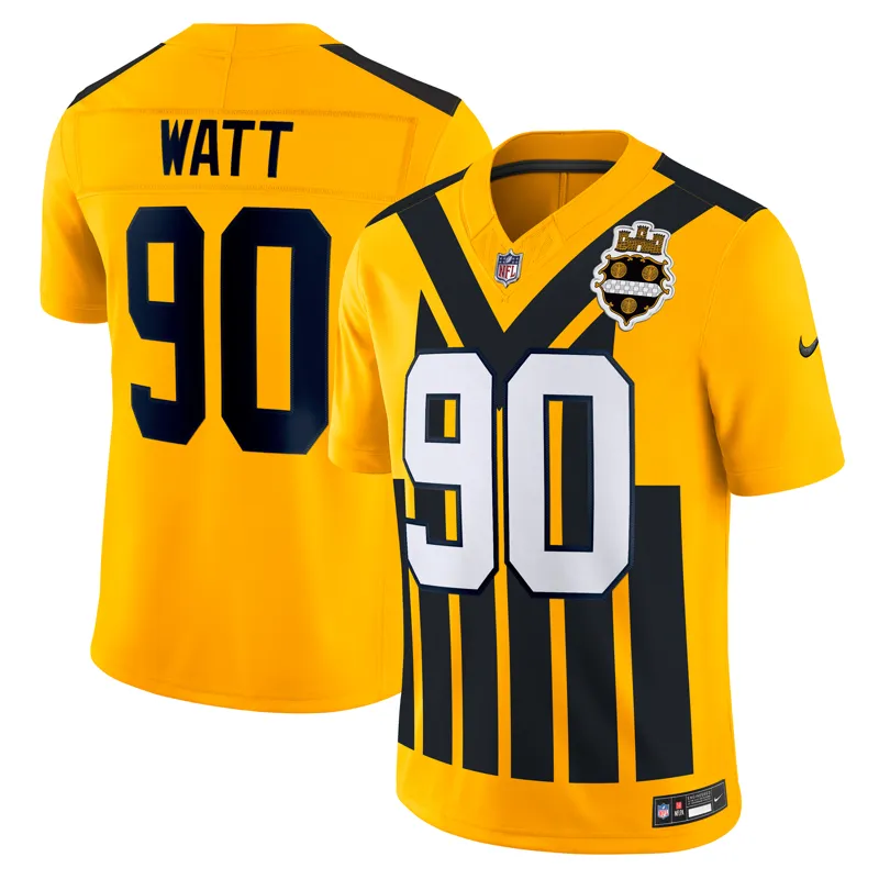 Pittsburgh Steelers Jersey Tj Watt Gold Alternate 1933 Throwback Legend Player Performance Top - Image 2