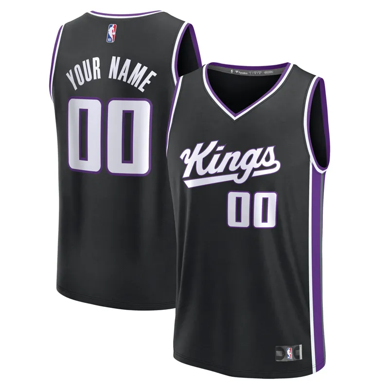 Sacramento Kings Jersey Black Fast Break Custom Icon Edition Jersey