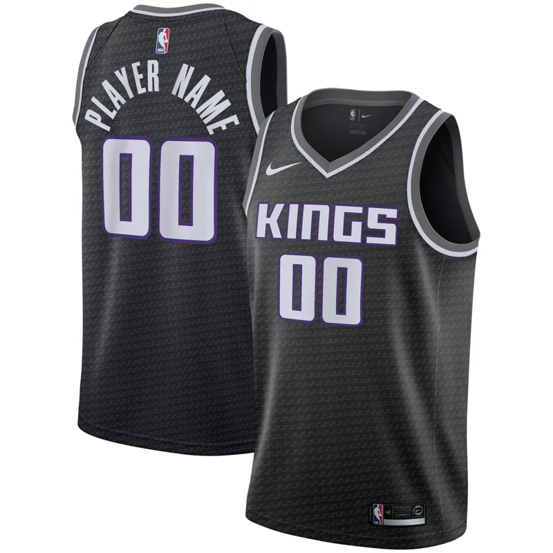 Sacramento Kings Jersey Black Fast Break Custom Icon Edition Jersey - Image 3