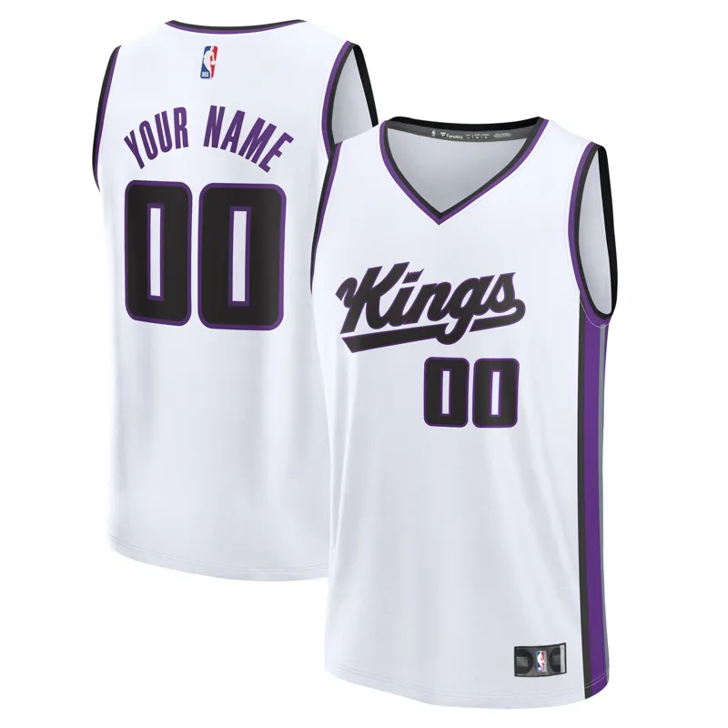 Sacramento Kings Jersey White Fast Break Custom Association Edition Jersey
