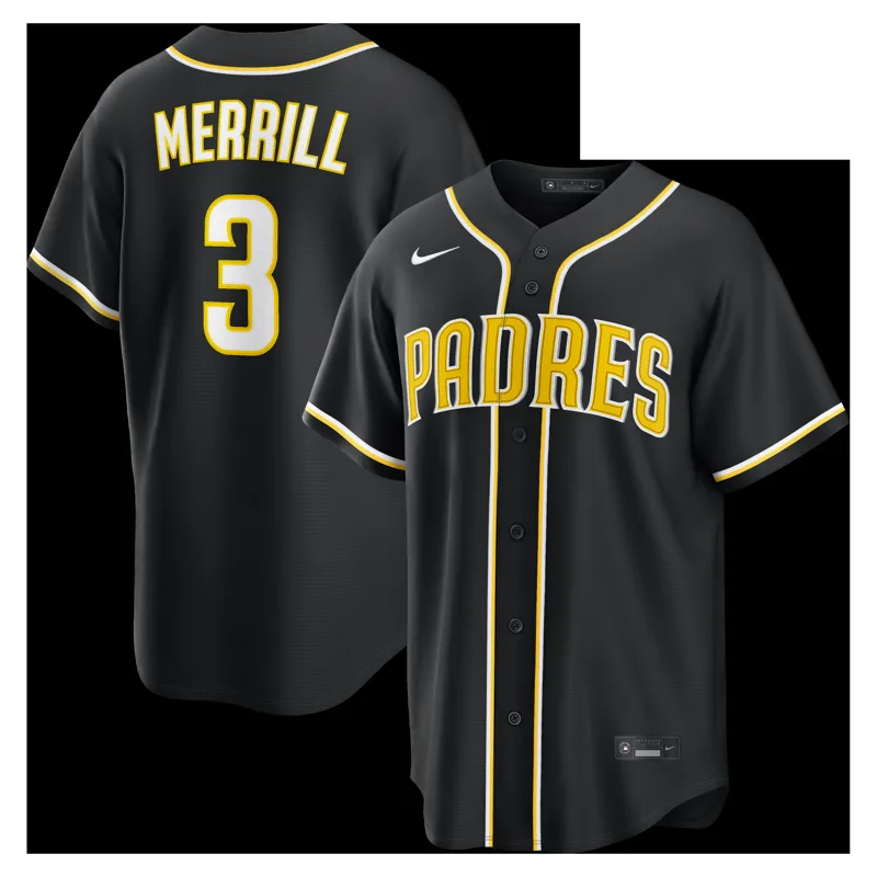 San Diego Padres Jersey Jackson Merrill Black Out Jersey