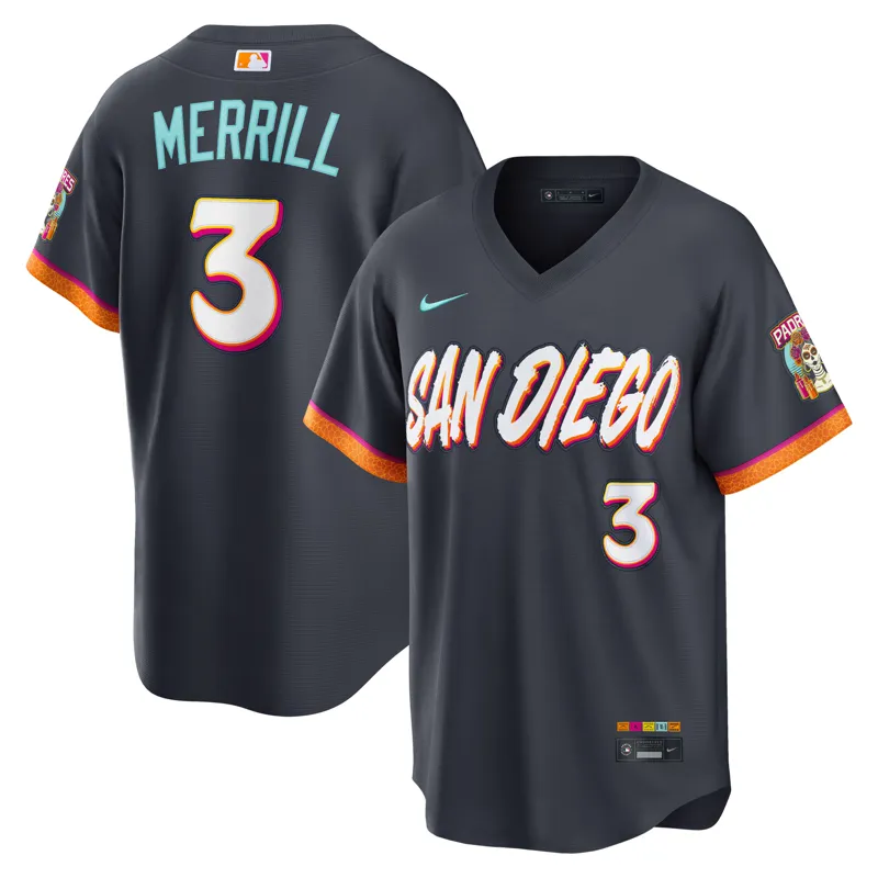 San Diego Padres Jersey Jackson Merrill Black Out Jersey - Image 5