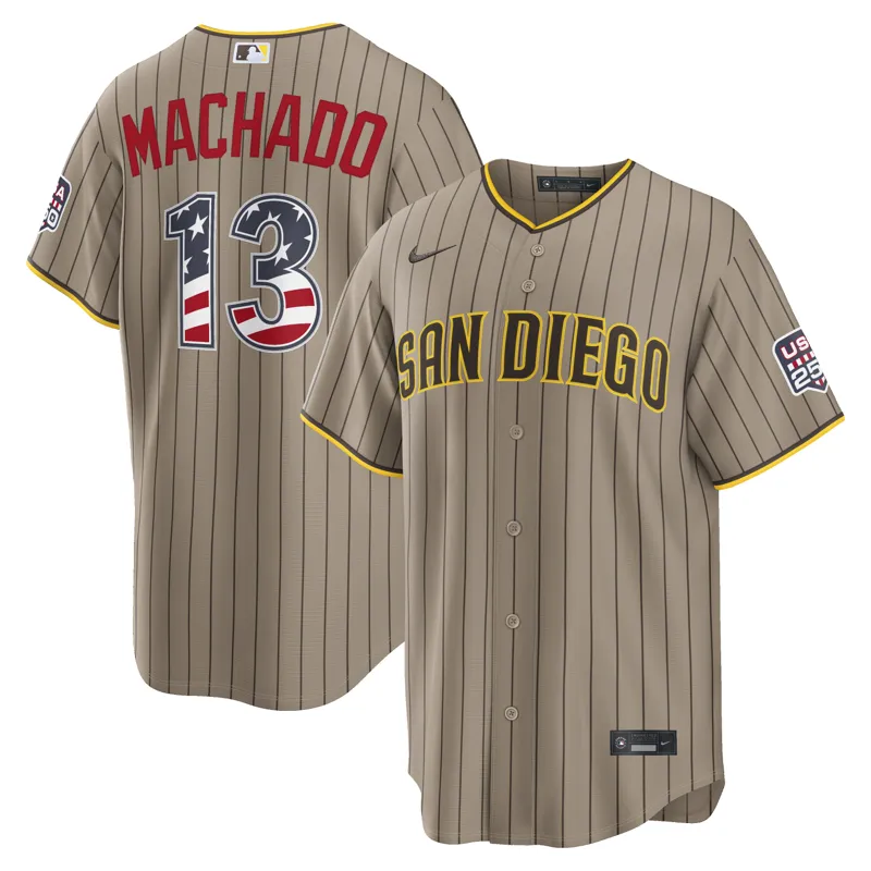 San Diego Padres Jersey Manny Machado Sand Usa 250 4th Of July Alternate Stadium Jersey