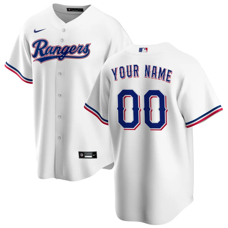 Texas Rangers Jersey White Home Custom Jersey