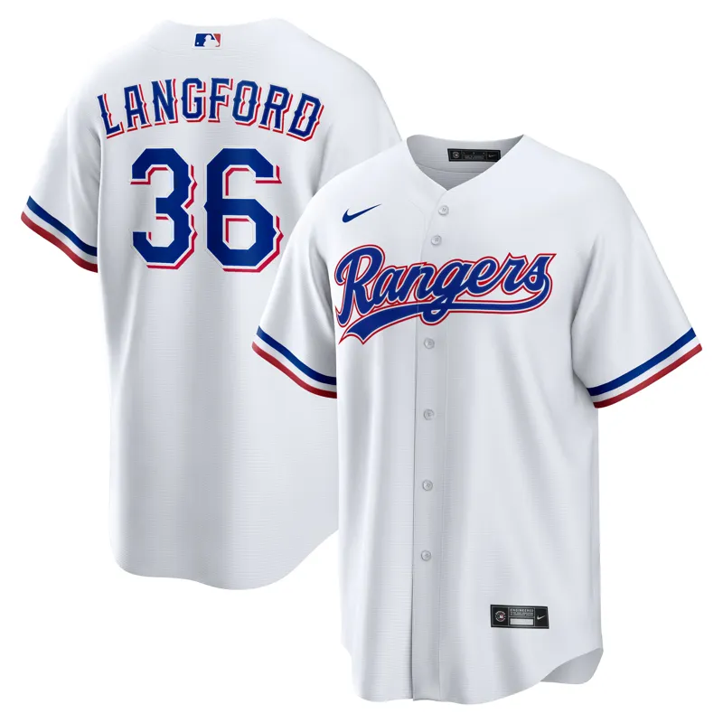 Texas Rangers Jersey Wyatt Langford White Home Jersey - Image 2