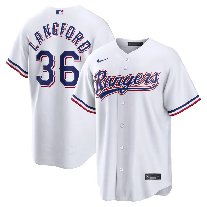 Texas Rangers Jersey Wyatt Langford White Home Jersey