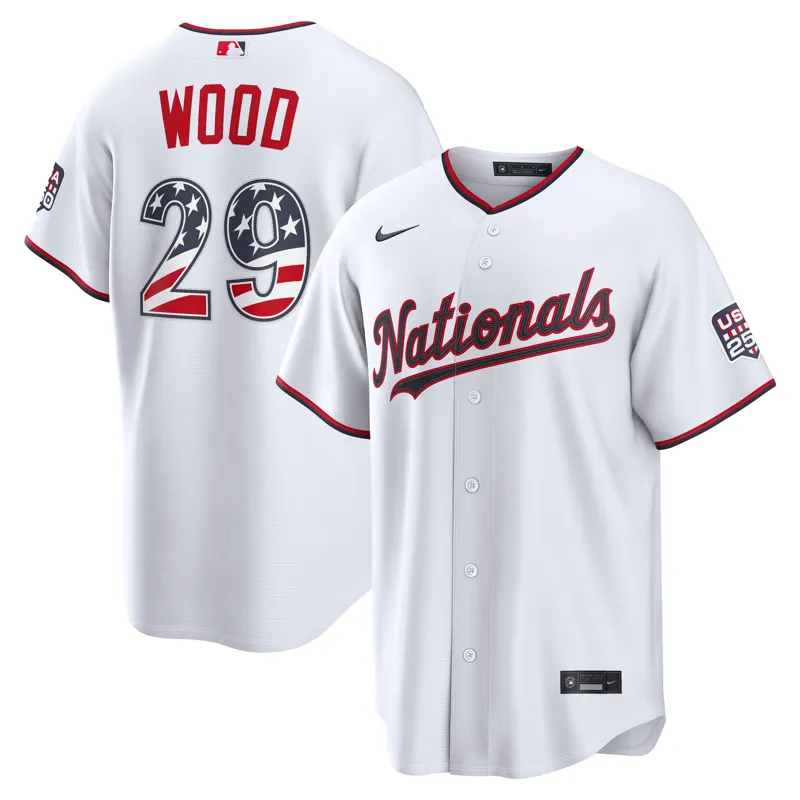 Washington Nationals Jersey James Wood White Usa 250 4th Of July Home Stadium Jersey