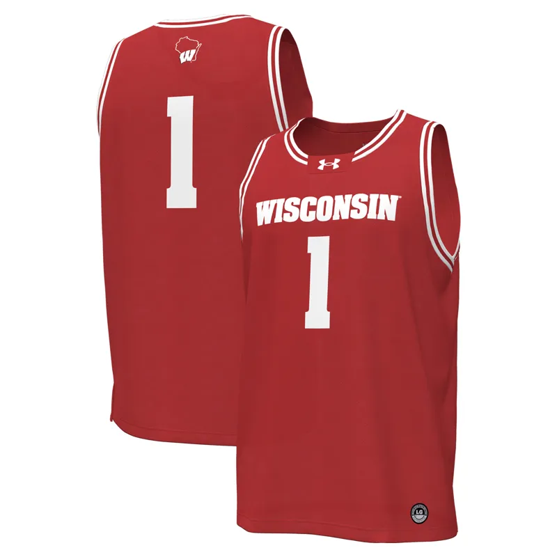 Wisconsin Badgers Jersey Under Armour #1 Red Jersey - Image 4