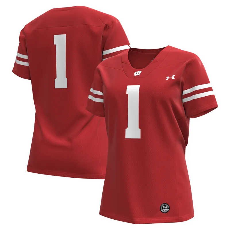 Wisconsin Badgers Jersey Under Armour #1 Red Jersey - Image 2