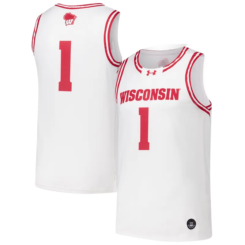 Wisconsin Badgers Jersey Under Armour #1 White Jersey - Image 2
