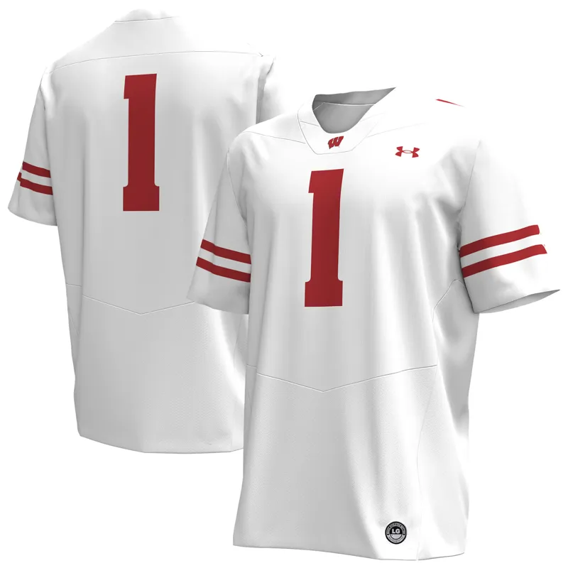 Wisconsin Badgers Jersey Under Armour #1 White Jersey