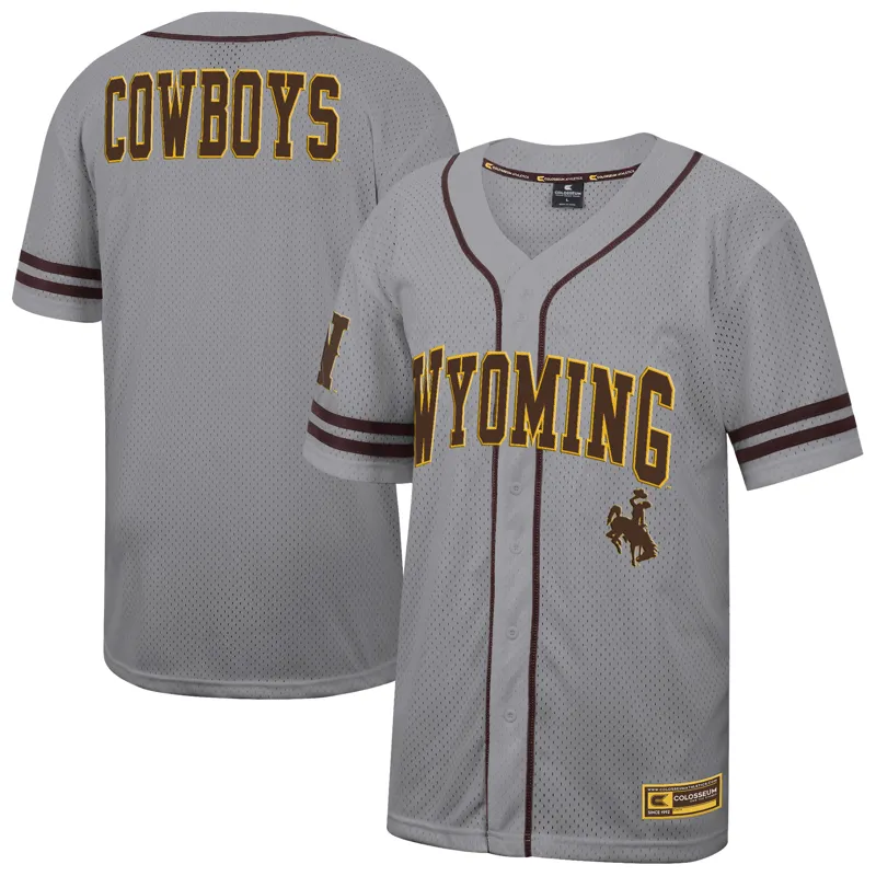 Wyoming Cowboys Jersey Colosseum Gray Free Spirited Jersey